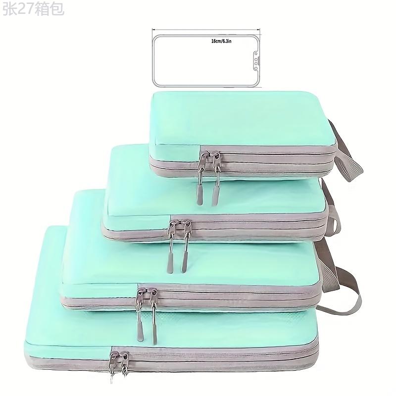 4pcs Lightweight Compression Packing Cubes, Handheld Luggage Packing Organizer Set for Clothing Underwear Shoes Storage and Travel Use