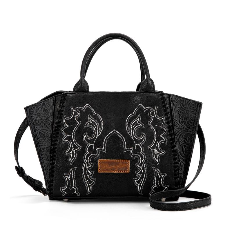 Wrangler Embroidered Boot Scroll Crossbody Tote Bag