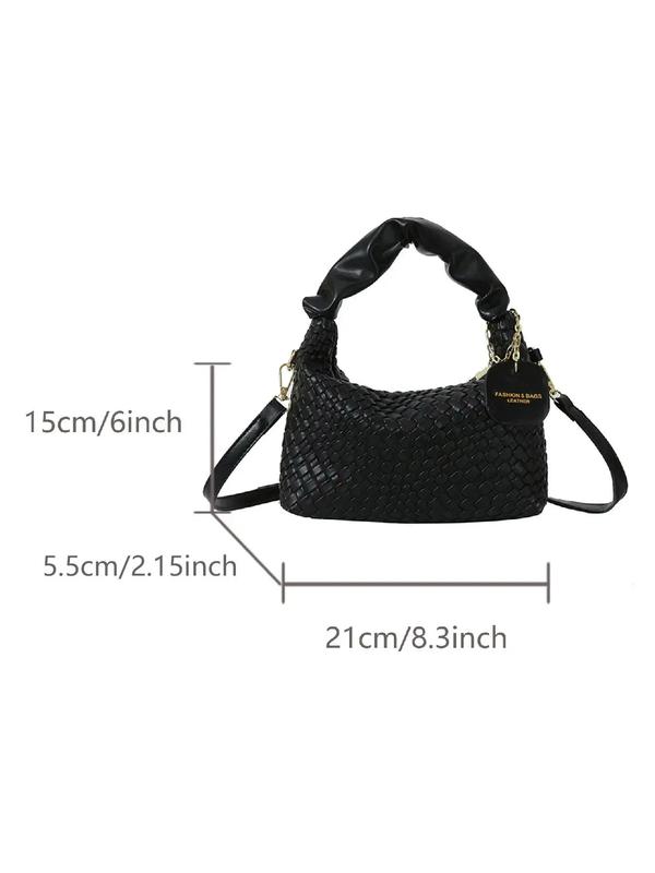 Women's Simple Fashionable Plain Braid Handbag, Casual Versatile Zipper Handbag, Trendy All-match Shoulder Designer Bag for Daily Use