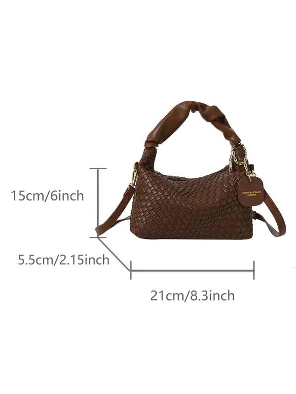 Women's Simple Fashionable Plain Braid Handbag, Casual Versatile Zipper Handbag, Trendy All-match Shoulder Designer Bag for Daily Use