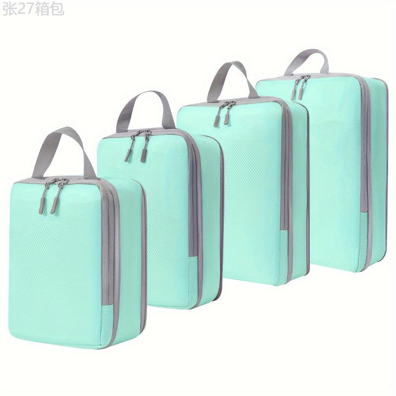 4pcs Lightweight Compression Packing Cubes, Handheld Luggage Packing Organizer Set for Clothing Underwear Shoes Storage and Travel Use