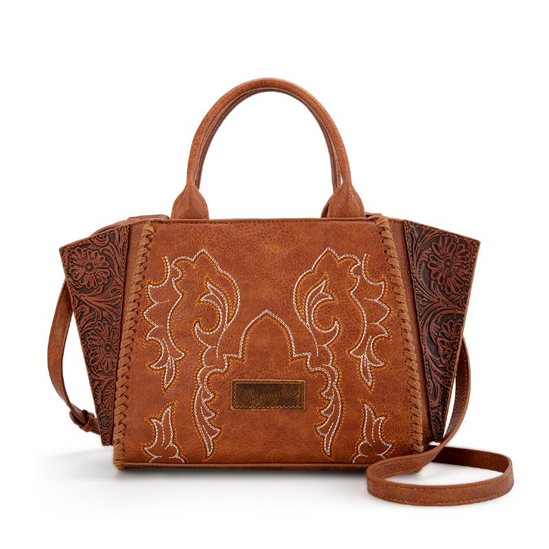 Wrangler Embroidered Boot Scroll Crossbody Tote Bag