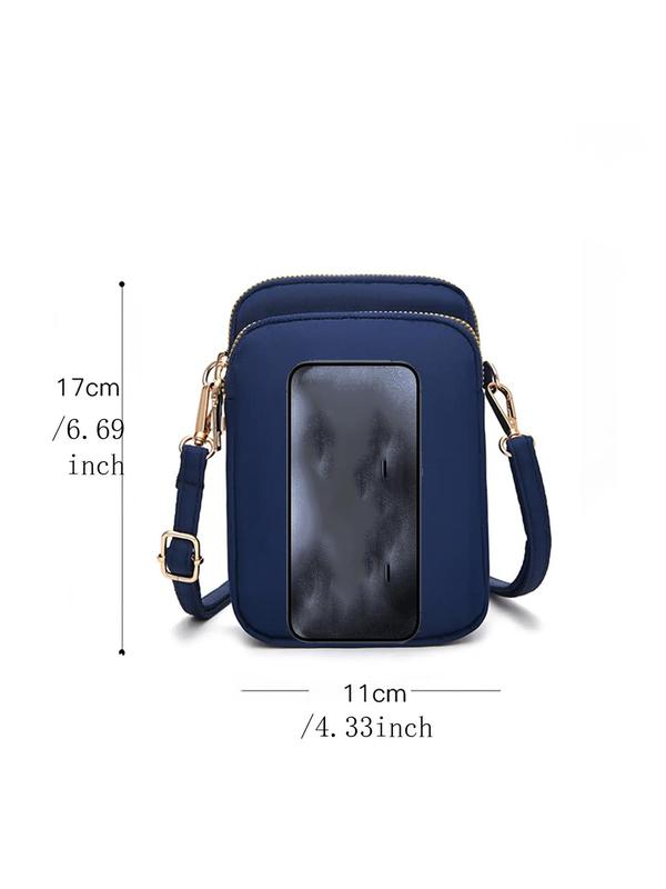 Women's Casual Plain Zipper Mini Crossbody Bag, Solid Color Small Square Phone Bag, with Adjustable Strap, Female Classic Shoulder Bag for  Daily Used