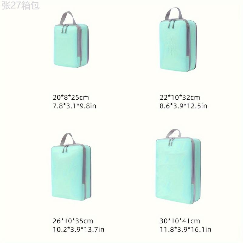 4pcs Lightweight Compression Packing Cubes, Handheld Luggage Packing Organizer Set for Clothing Underwear Shoes Storage and Travel Use