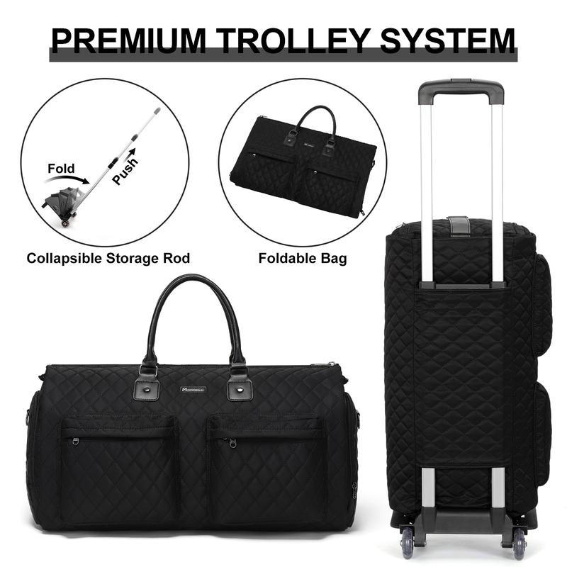 Garmentbag  3 in 1 Rolling Garment Bag for Travel,Womens Convertible Garment Bags with Wheels, Luggage Suit Travel Bags,3 in 1 Carry On Wheeled Duffel Bag,Black Large capacity, high quality, waterproof and portable, durable and beautiful Multifunctional