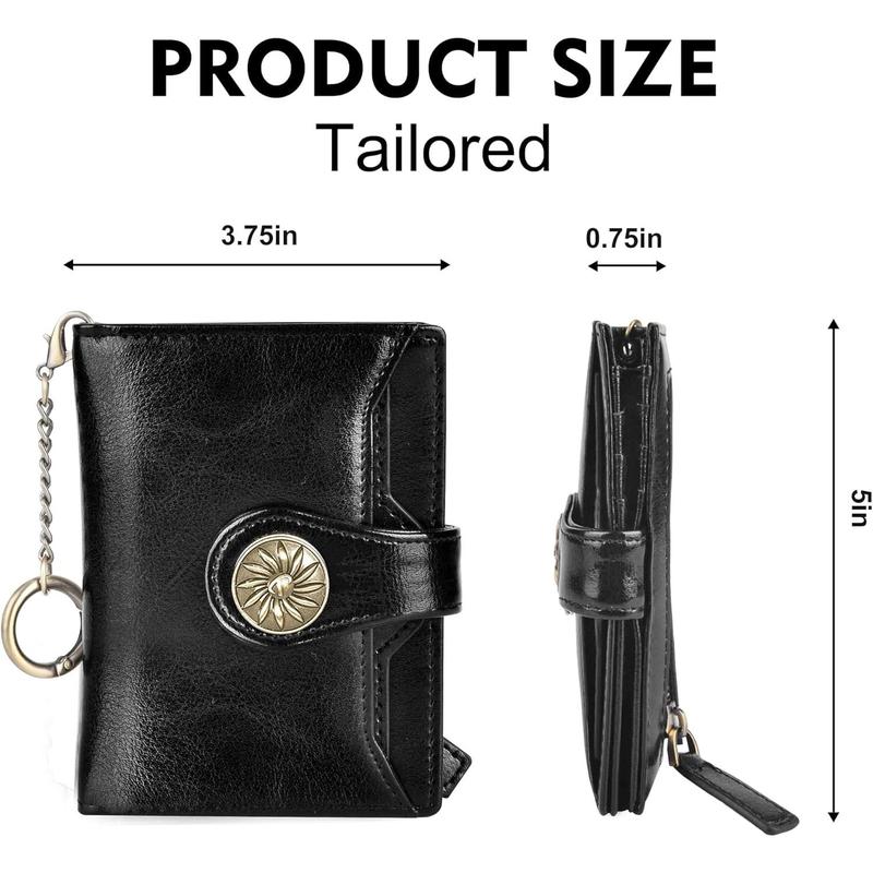 Small Wallet for Women Leather Bifold Card Holder RFID Blocking wallet with Zipper Coin Pocket