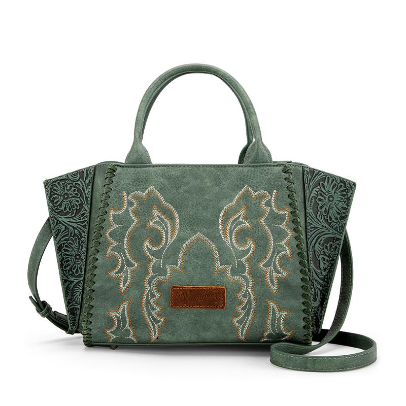 Wrangler Embroidered Boot Scroll Crossbody Tote Bag