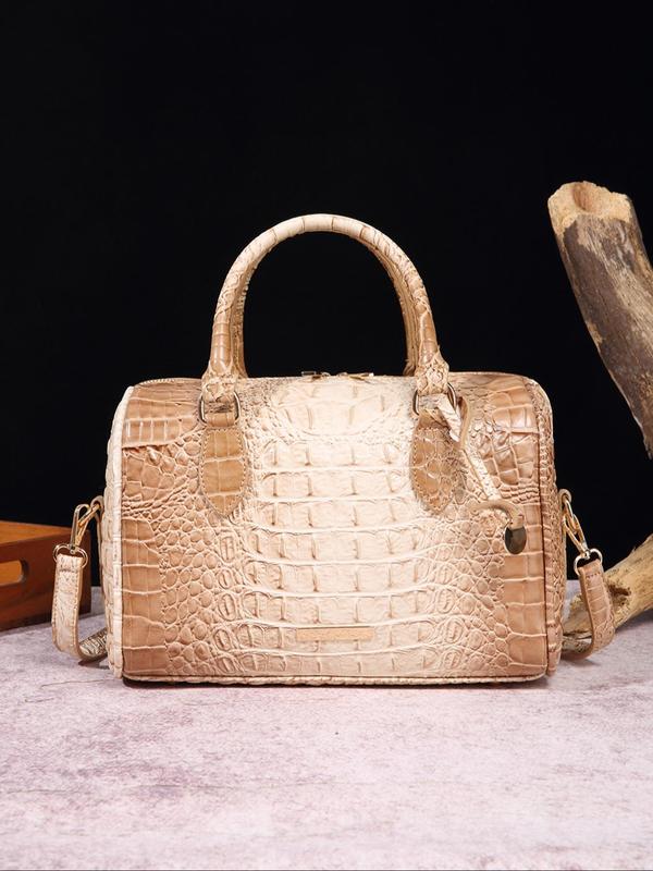 Women's 2024 Y2k Punk Crocodile Embossed Boston Bag, Vintage Handbag for Women Back To School, Retro Colorful Summer Designer Crossbody Bag for Party Club