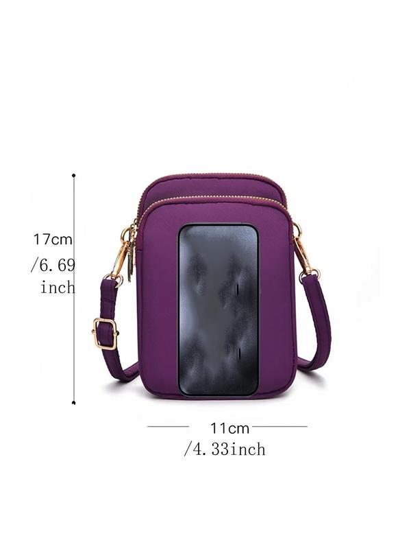 Women's Casual Plain Zipper Mini Crossbody Bag, Solid Color Small Square Phone Bag, with Adjustable Strap, Female Classic Shoulder Bag for  Daily Used