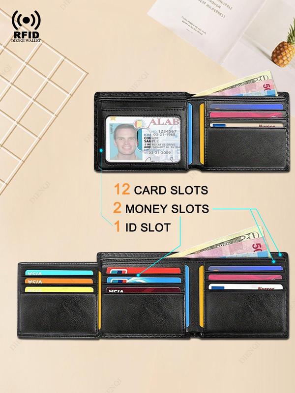 Men's Business Minimalist Embossed Bifold Wallet with Card Slots, 2024 New Style Rfid Blocking Card Holder, Slim Wallet for Men for Daily Use Dainty Gift for Your Love