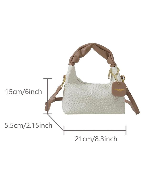 Women's Simple Fashionable Plain Braid Handbag, Casual Versatile Zipper Handbag, Trendy All-match Shoulder Designer Bag for Daily Use