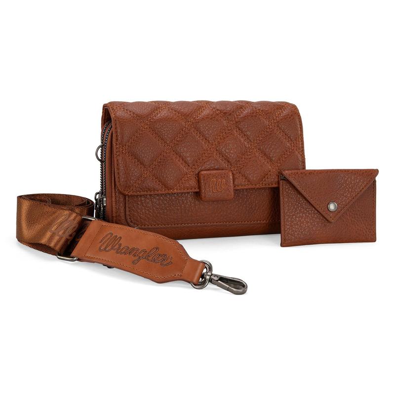 Wrangler Wallet Purse for Women Crossbody Soft Leather Small Purse Wallet Brown Wallet Crossbody Purse for Women Cross Body Wallet Purse Quilted Bag