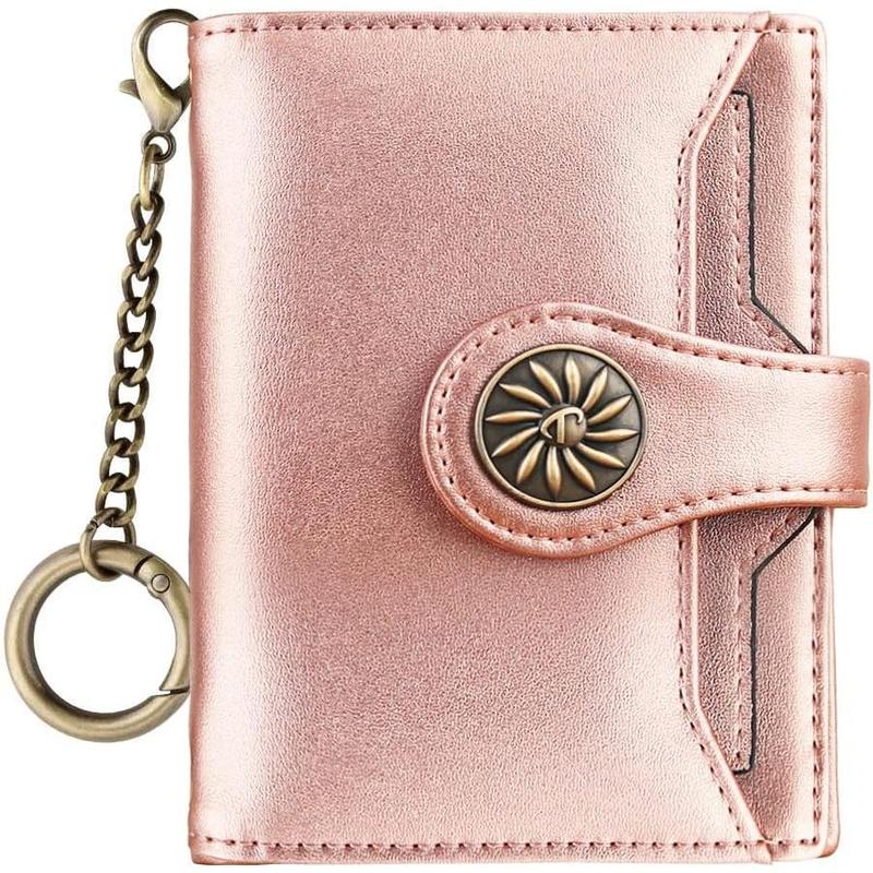 Small Wallet for Women Leather Bifold Card Holder RFID Blocking wallet with Zipper Coin Pocket