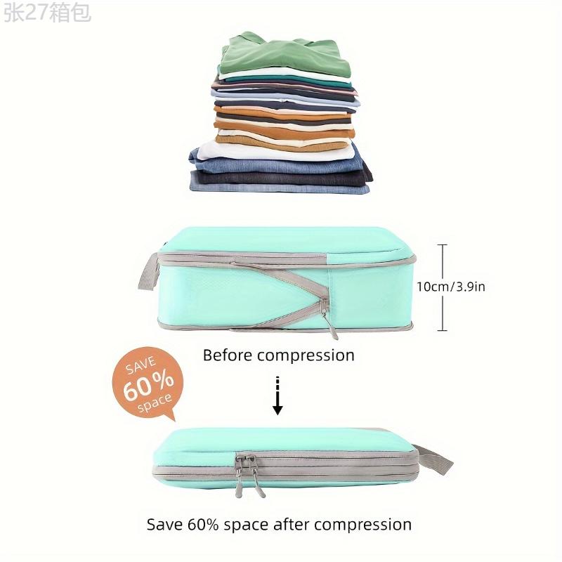 4pcs Lightweight Compression Packing Cubes, Handheld Luggage Packing Organizer Set for Clothing Underwear Shoes Storage and Travel Use