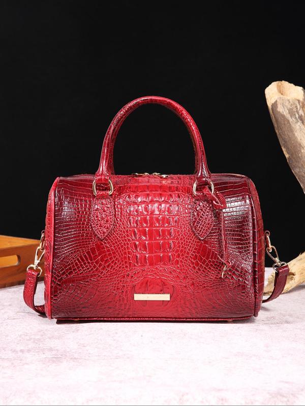 Women's 2024 Y2k Punk Crocodile Embossed Boston Bag, Vintage Handbag for Women Back To School, Retro Colorful Summer Designer Crossbody Bag for Party Club