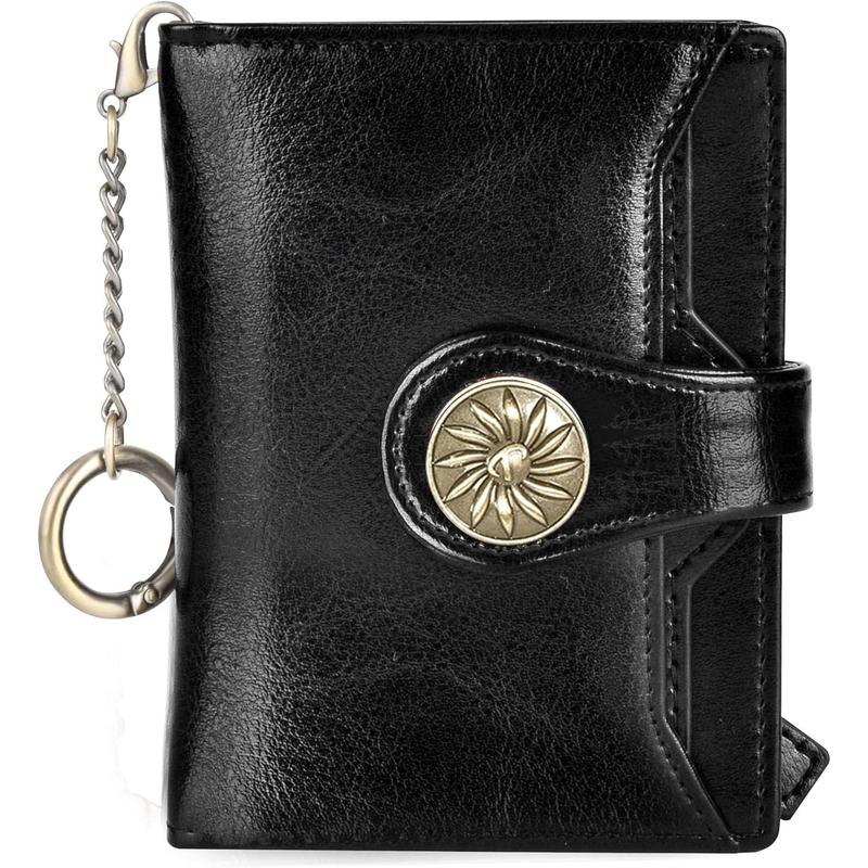 Small Wallet for Women Leather Bifold Card Holder RFID Blocking wallet with Zipper Coin Pocket