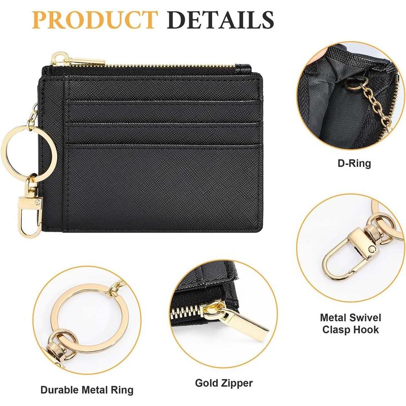 Card Case Slim Front Pocket Wallet for Women Credit Card Holder with Keychain