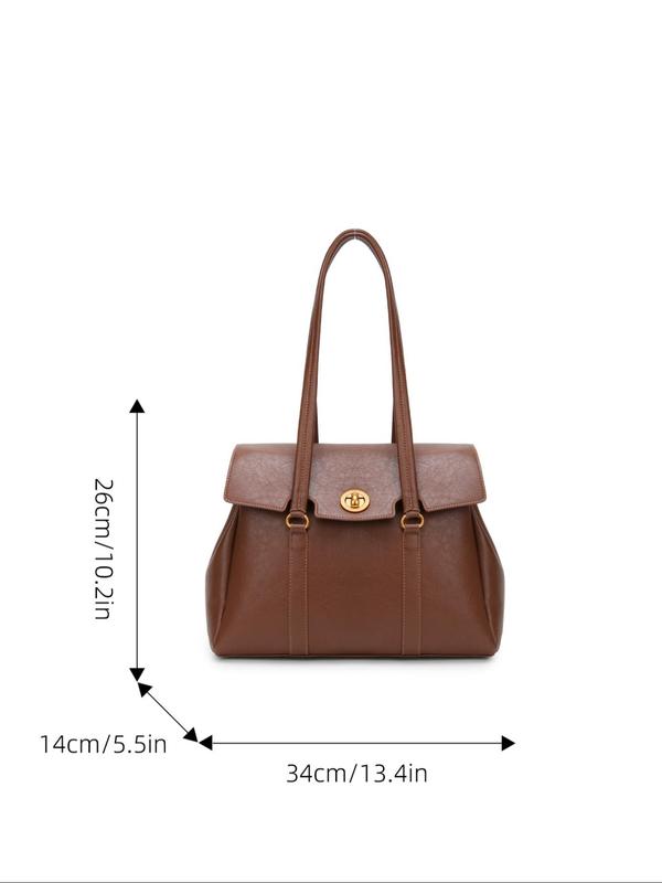 Women's Solid Color Tote Bag, Fashionable Large Capacity Shoulder Bag for Work & Travel, Casual Trendy Versatile High-quality Daily Commuting Bag