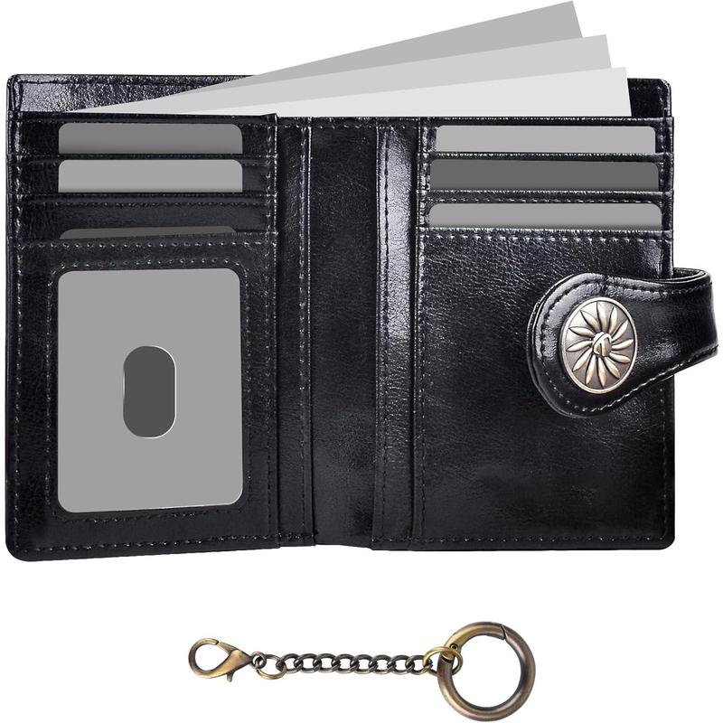 Small Wallet for Women Leather Bifold Card Holder RFID Blocking wallet with Zipper Coin Pocket