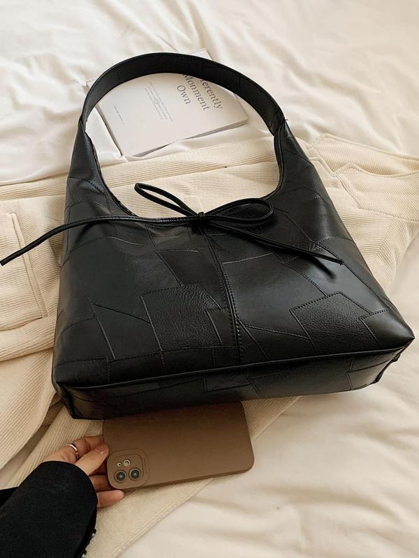 Women's Bow Decorated PU Leather Tote Bag, Fashionable Large Capacity Shoulder Bag for Work & Daily Used, Casual Trendy Versatile High-quality Daily Commuting Bag