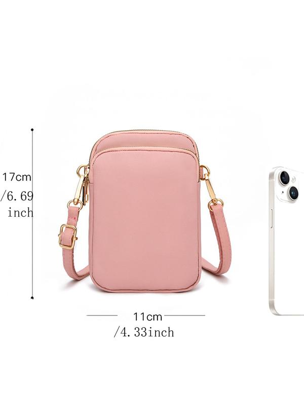 Women's Casual Plain Zipper Mini Crossbody Bag, Solid Color Small Square Phone Bag, with Adjustable Strap, Female Classic Shoulder Bag for  Daily Used