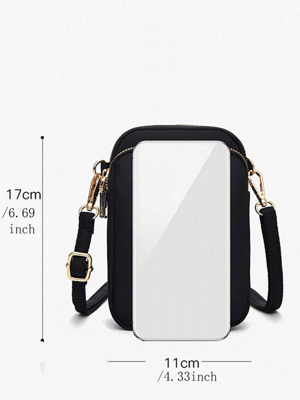 Women's Casual Plain Zipper Mini Crossbody Bag, Solid Color Small Square Phone Bag, with Adjustable Strap, Female Classic Shoulder Bag for  Daily Used