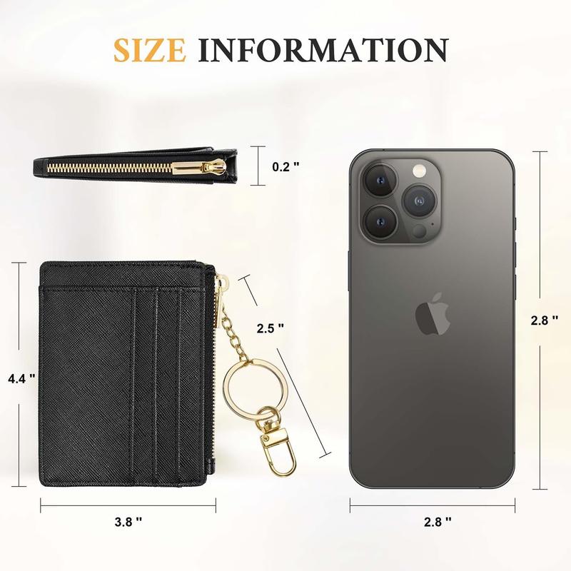 Card Case Slim Front Pocket Wallet for Women Credit Card Holder with Keychain