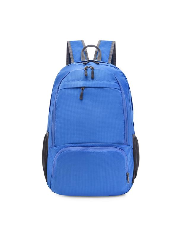 Solid Color Lightweight Large Capacity Zip Backpack with Water Bottle Holder