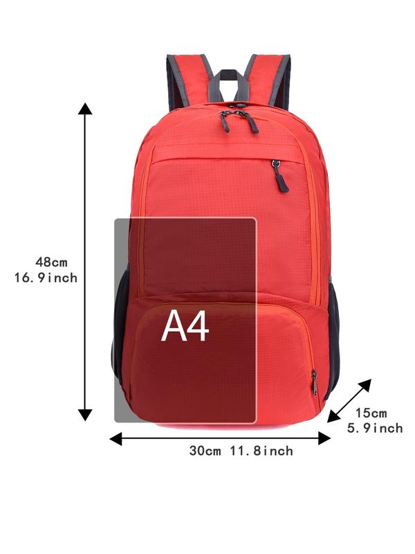 Solid Color Lightweight Large Capacity Zip Backpack with Water Bottle Holder