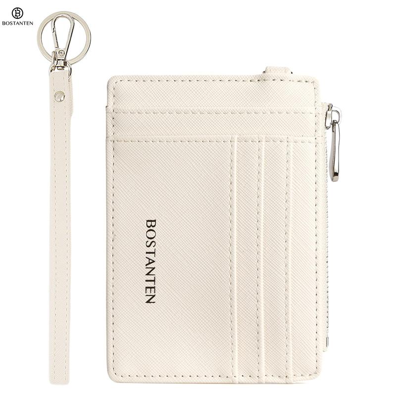 BOSTANTEN | Small Wallet For Women RFID Leather Credit Card Holder Slim Wristlet Keychain Wallet With Zipper Pocket