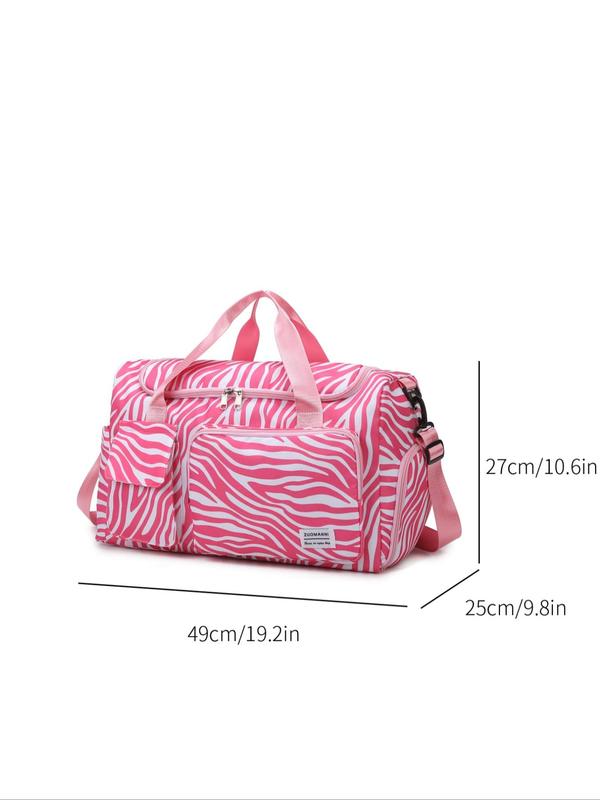 Zebra Stripe Pattern Travel Bag, 2204 New Style Large Capacity Travel Bag with Separate Shoe Compartment, Waterproof Casual Sporty Travel Bag for Women & Men