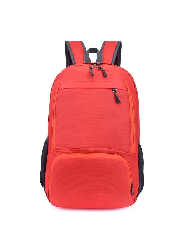 Solid Color Lightweight Large Capacity Zip Backpack with Water Bottle Holder