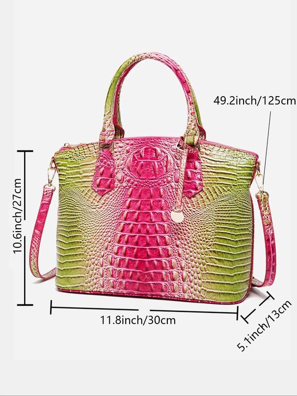 Women's Fashionable Crocodile Embossed Handbag & Wallet, Casual Versatile Shoulder Bag Set for Daily Used, Trendy High-quality Daily Commuting Bag Unique Everyday Designer Bags