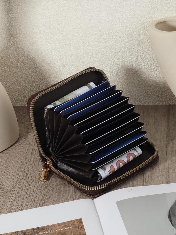 Women's Fashion Random Pattern Zipper Short Wallet,  Casual Pu Leather Card Holder for Daily Used, Trendy Versatile High-quality Wallet for Women & Girls