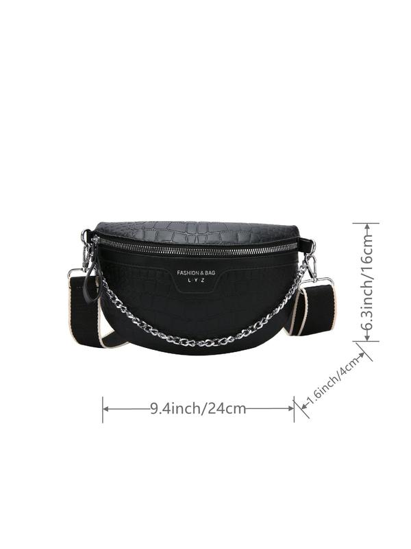 Women's Simple Fashion Chain Strap Fanny Pack,  Casual Pu Leather Zipper Belt Bag for Daily Used, Casual Daily Commuting Bag, Girl Fashionable Shopping Bag