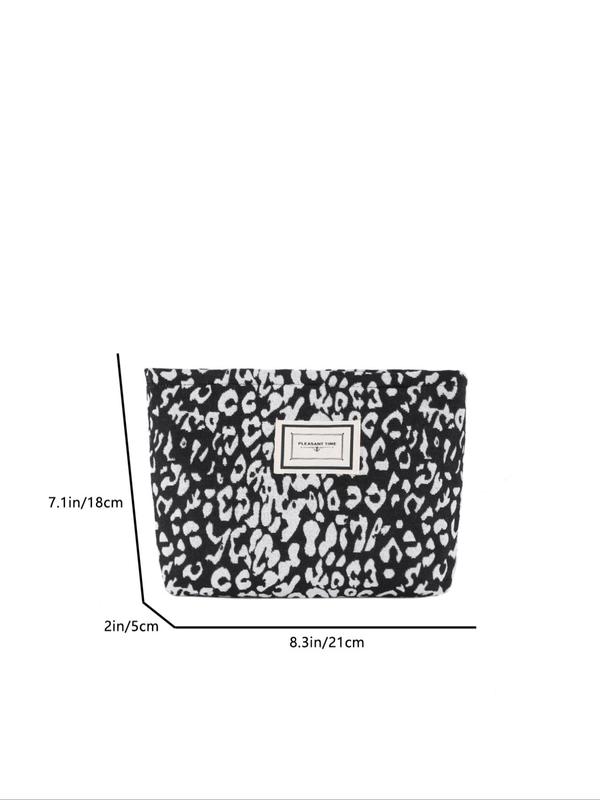 Summer Fashion Leopard Pattern Makeup Bag, Large Capacity Cosmetic Storage Bag, Portable Travel Storage Bag