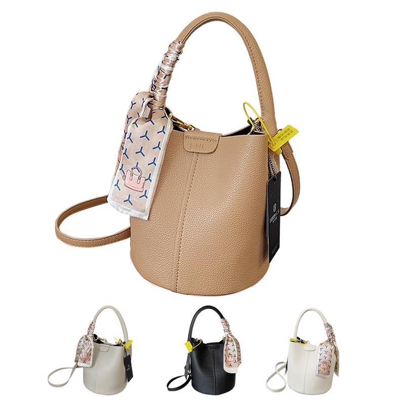 Trendy Bucket Tote Bag for Women Soft PU Leather Shoulder Bag Party Dating Daily Use Bag