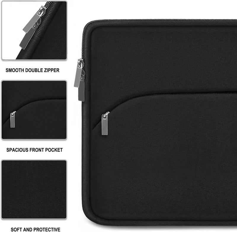 Laptop Case 14 inch, Slim Portable Monitor Protective Cover with Front Pocket, Traveling Computer Carrying Bag Laptop Sleeve Compatible for MacBook Air Pro, , , , , Black