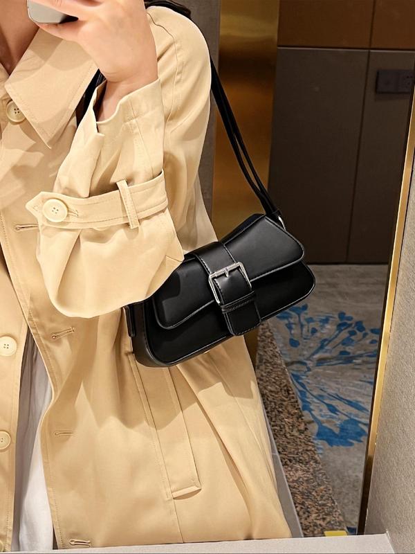 Women's Solid Color Shoulder Bag, Fashionable Pu Leather Crossbody Bag for Daily Used, Casual Trendy Versatile High-quality Daily Commuting Bag