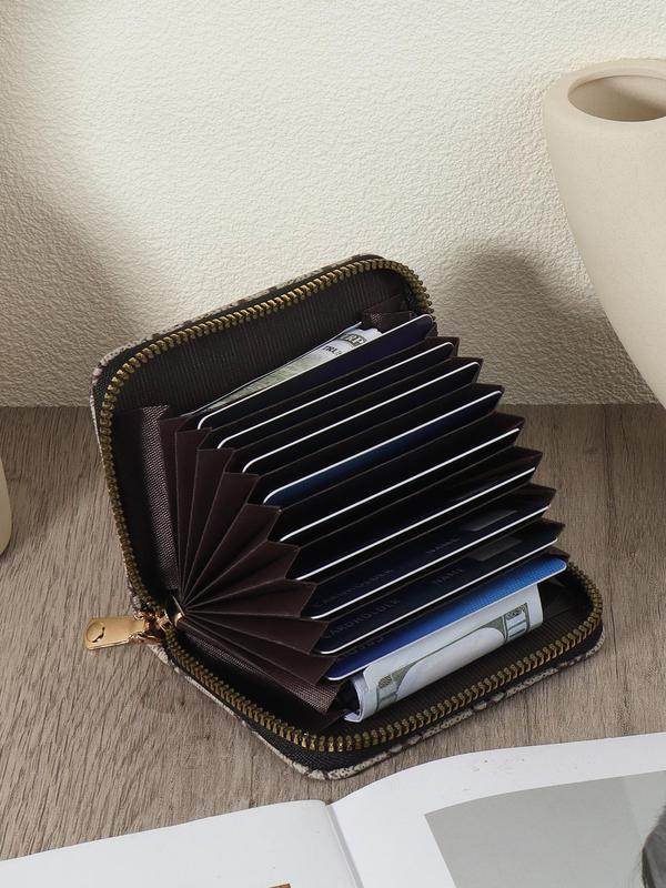 Women's Fashion Random Pattern Zipper Short Wallet,  Casual Pu Leather Card Holder for Daily Used, Trendy Versatile High-quality Wallet for Women & Girls