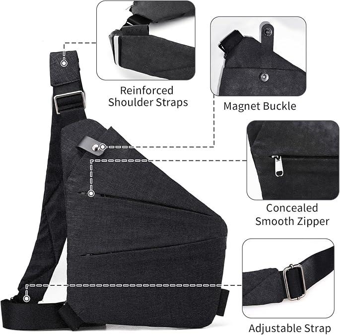 Anti Theft Travel Bag, Slim Sling Crossbody Bags for Women & Men with Adjustable Strap, Chest Shoulde Bag for Casua multifunctional  bag