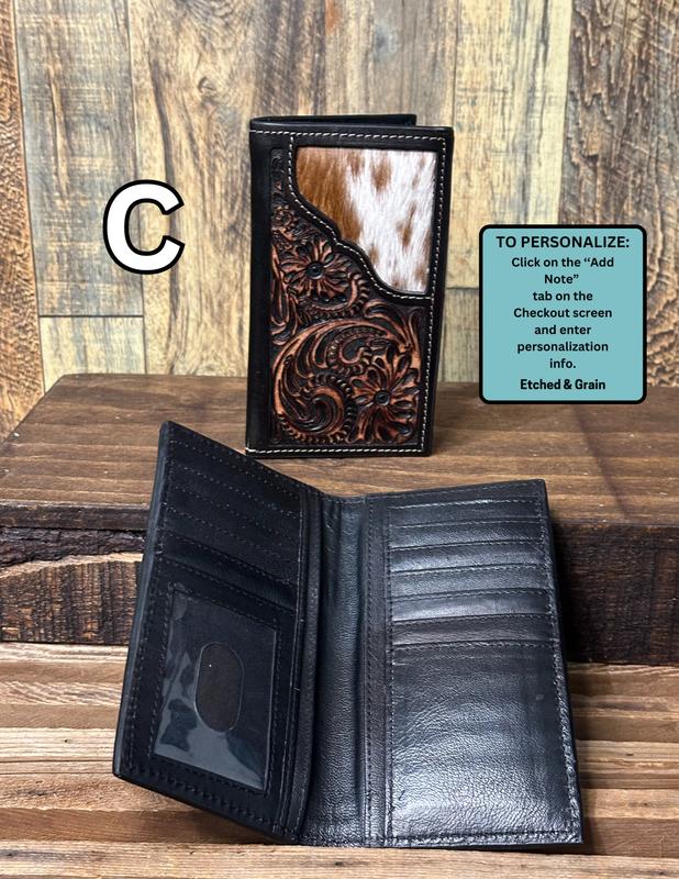 Personalized Men's Cowhide Wallet | Tooled Leather Wallet | Custom Branded Wallet | Gift for Men | Christmas Gift for Men