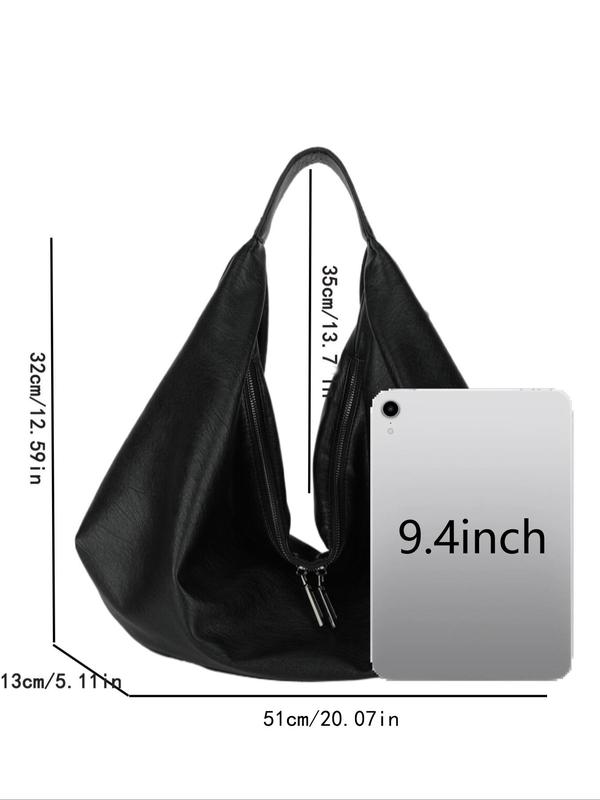 Women's Solid Color Shoulder Bag, Large Capacity Pu Designer Tote Bag for Work & School, Casual Trendy Versatile High-quality Daily Commuting Bag