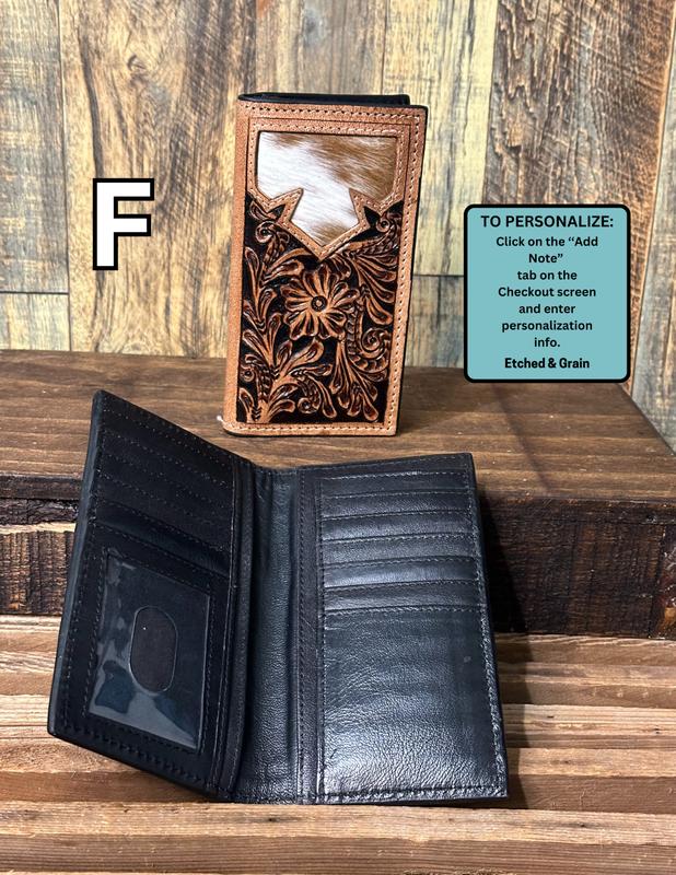 Personalized Men's Cowhide Wallet | Tooled Leather Wallet | Custom Branded Wallet | Gift for Men | Christmas Gift for Men