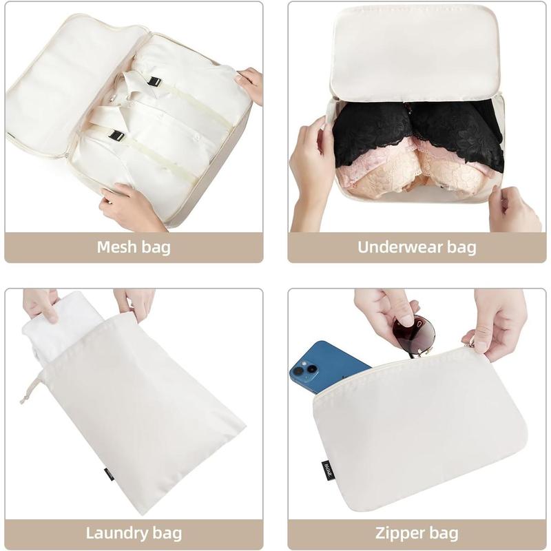 10 Set Packing Cubes Various Sizes Packing Organizer for Travel Accessories Luggage Carry On Suitcase-Cream