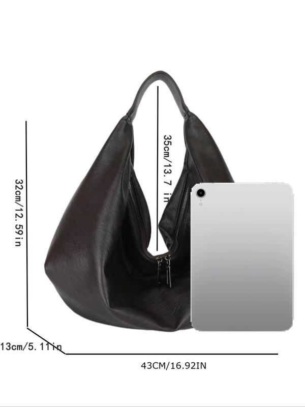 Women's Solid Color Shoulder Bag, Large Capacity Pu Designer Tote Bag for Work & School, Casual Trendy Versatile High-quality Daily Commuting Bag