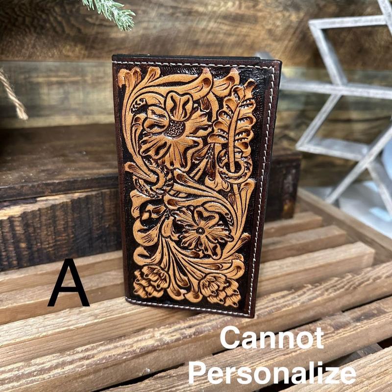 Personalized Men's Cowhide Wallet | Tooled Leather Wallet | Custom Branded Wallet | Gift for Men | Christmas Gift for Men