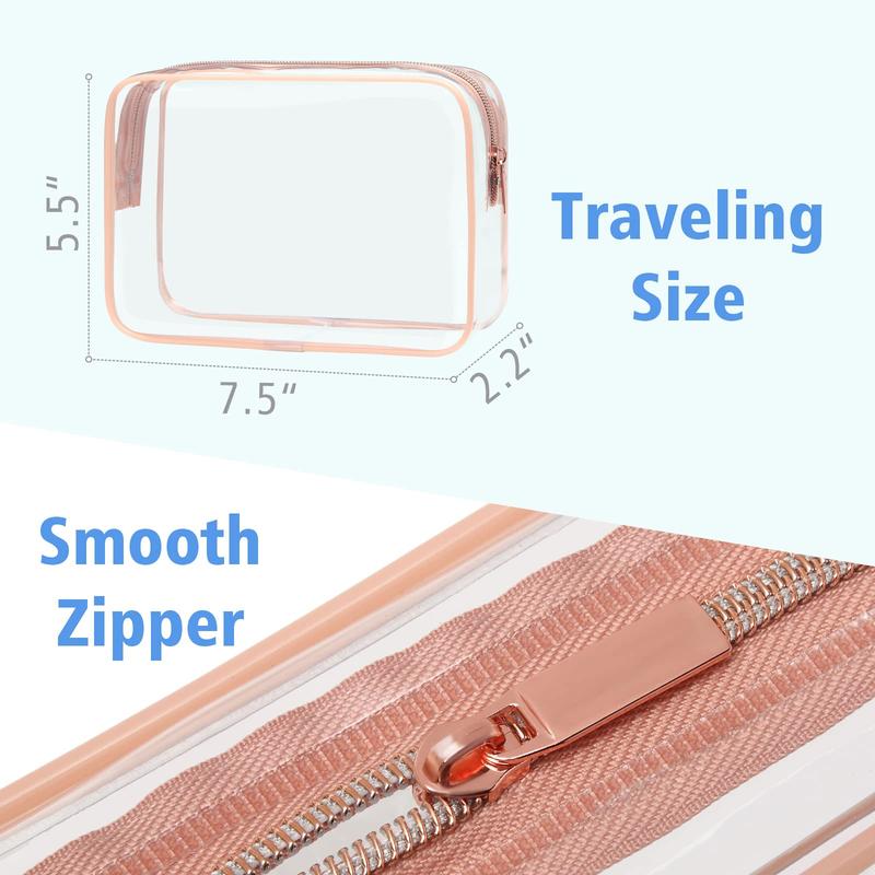 Clear Toiletry Bag, TSA Approved Travel Clear Cosmetic Bag Carry on Travel Bag Airport Airline Quart Size Bags Makeup Pouch for Women