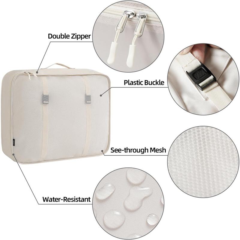 10 Set Packing Cubes Various Sizes Packing Organizer for Travel Accessories Luggage Carry On Suitcase-Cream