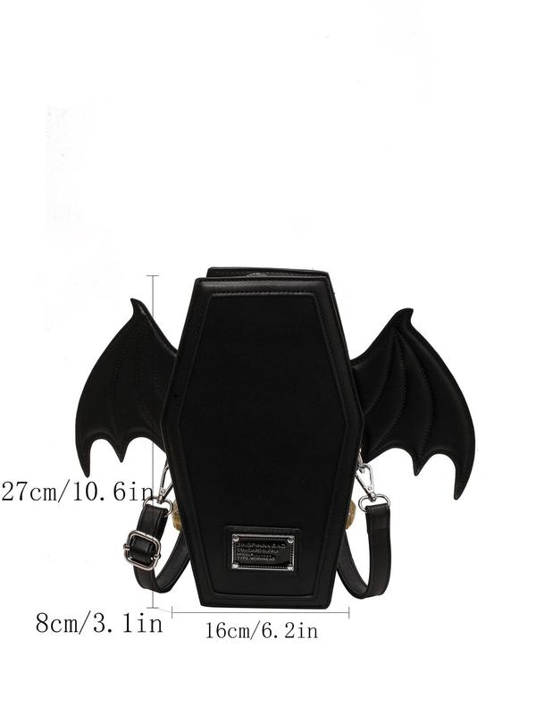 Women's Halloween Theme Fashionable Bat Shaped Design Crossbody Bag, Casual Novelty Zipper Designer Shoulder Bag, Female All-match Crossbody Bag for Daily Used